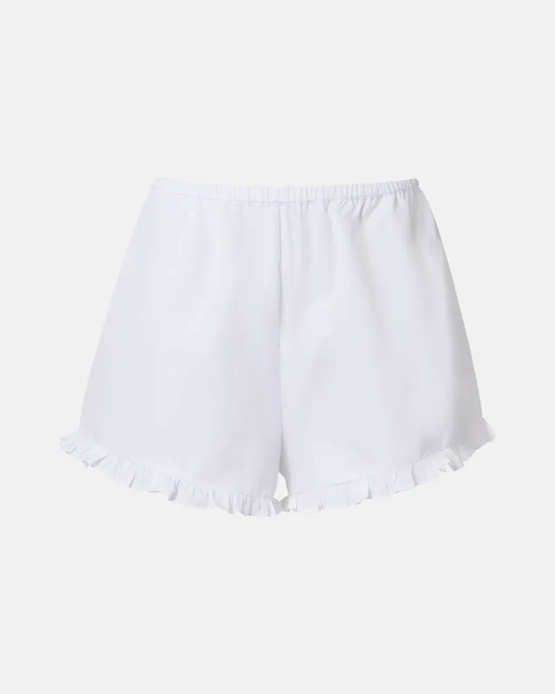 Hunza G Shorts in popeline di cotone con volant Bianco