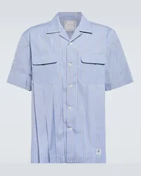 Sacai Camicia in cotone a righe Blu