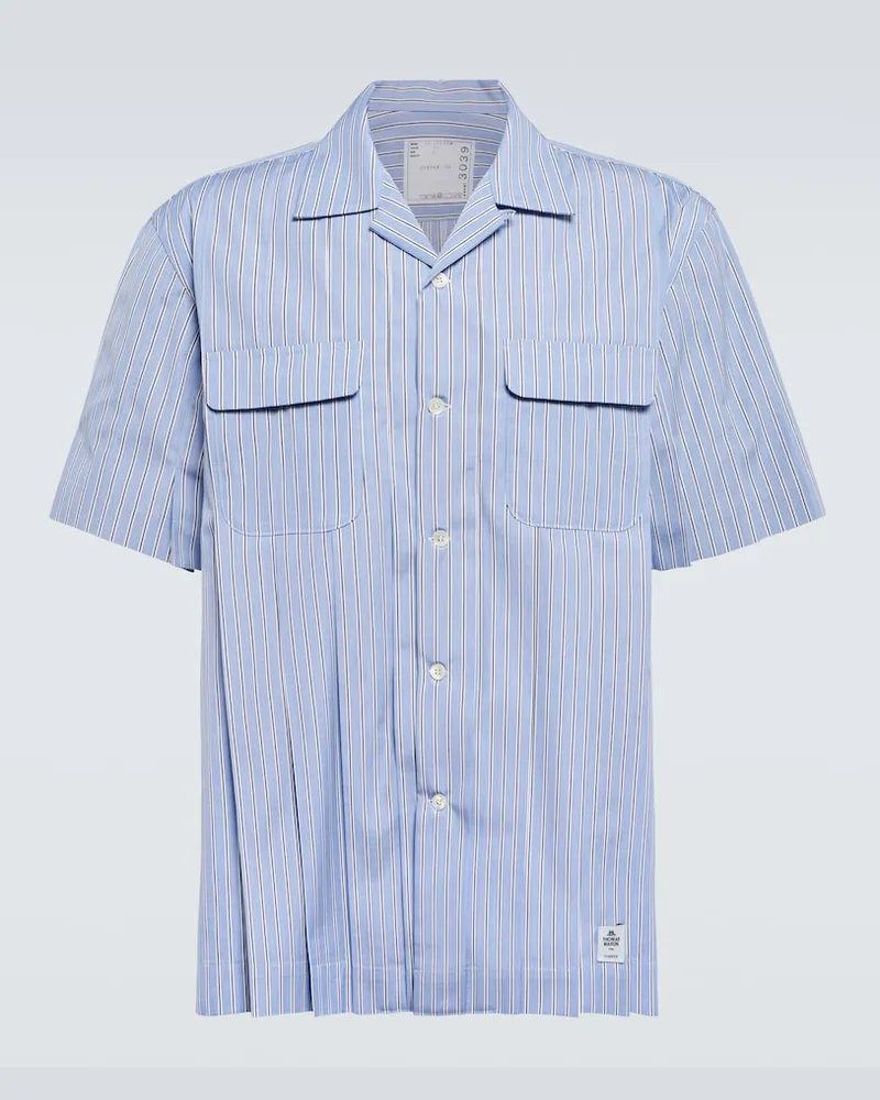Sacai Camicia in cotone a righe Blu