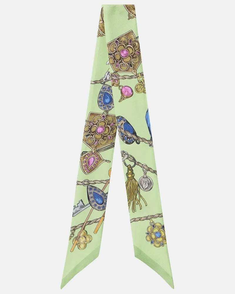 Versace Sciarpa in twill di seta con stampa floreale Multicolore