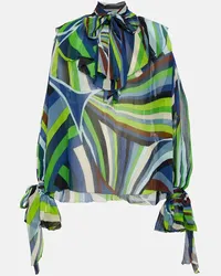 Emilio Pucci Blusa Iride in chiffon di seta Multicolore