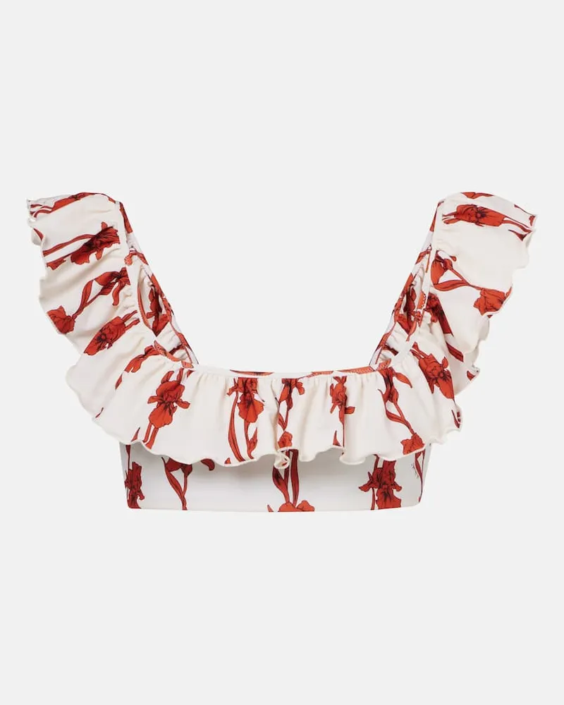 La DoubleJ Top bikini Boy con volant Bianco