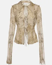 Acne Studios Top in chiffon di cotone e seta Beige