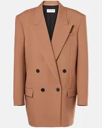 Saint Laurent Blazer doppiopetto in gabardine di lana Marrone