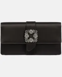 Manolo Blahnik Clutch Capri in raso con cristalli Nero