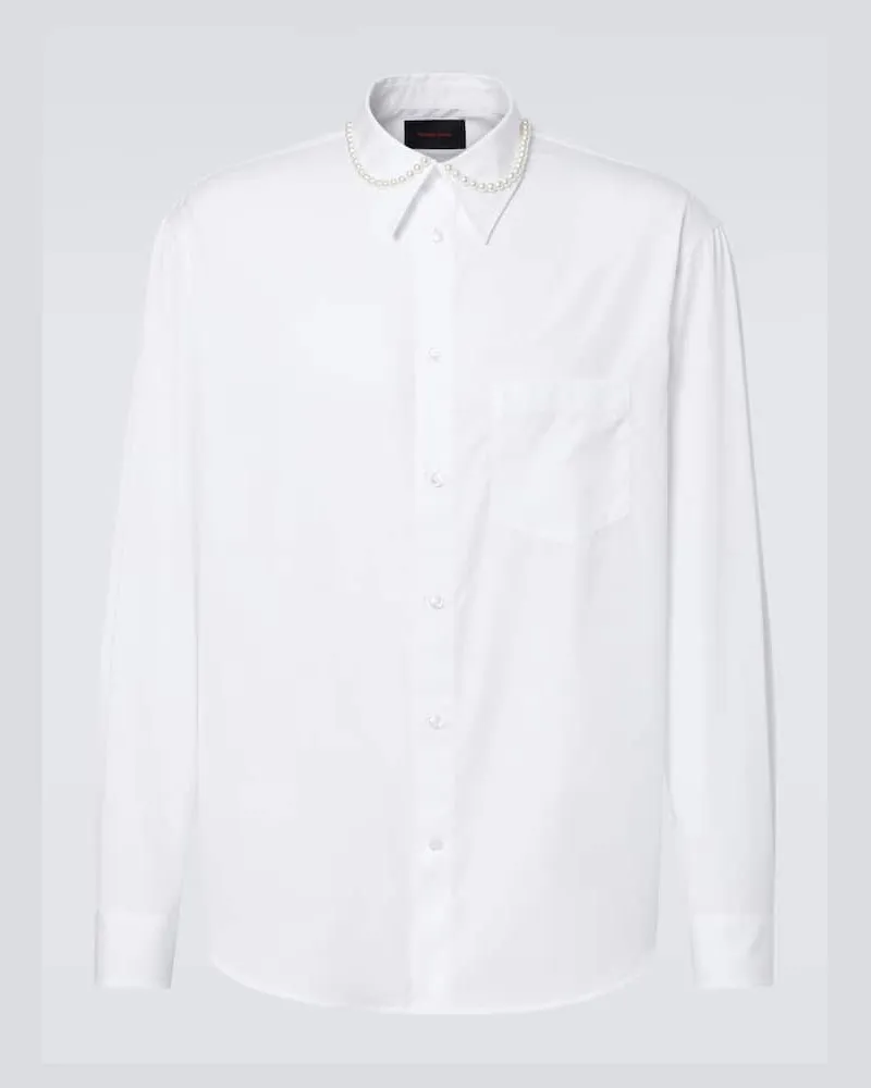 Simone Rocha Camicia in popeline di cotone con perle bijoux Bianco