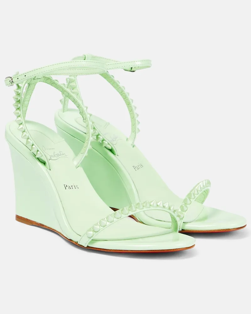 Christian Louboutin Sandali con zeppa So Me 85 in pelle Verde