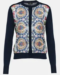 Etro Cardigan in misto seta e cotone Blu