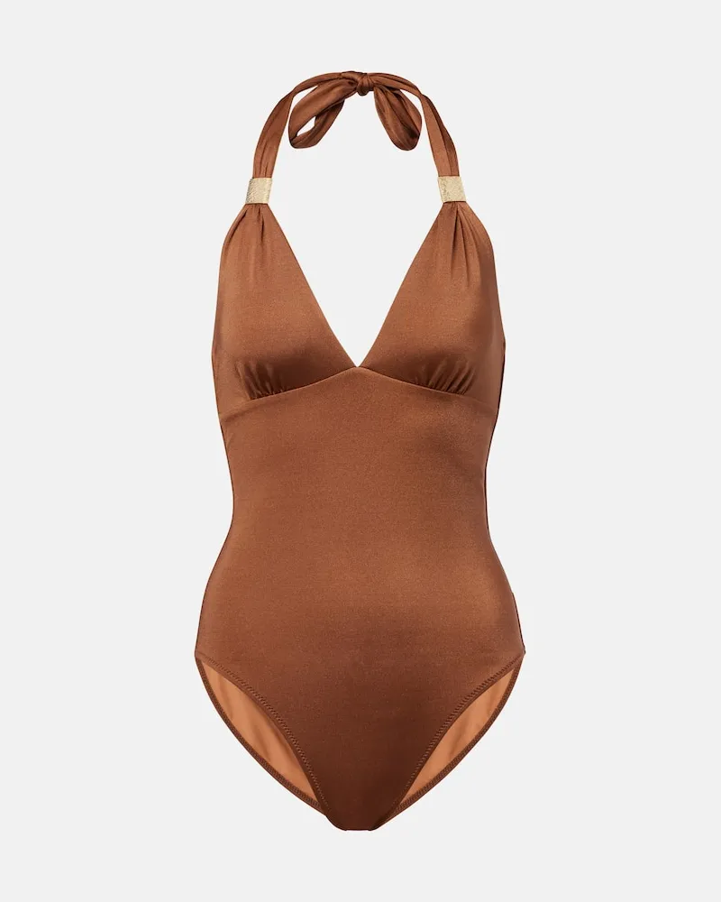 Heidi Klein Costume intero Grasse con scollo allâamericana Marrone