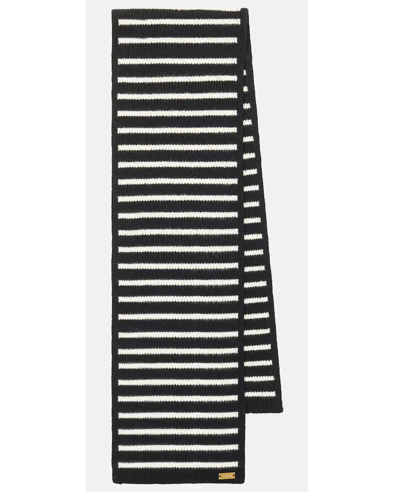 Balmain Sciarpa in misto cashmere a righe Nero