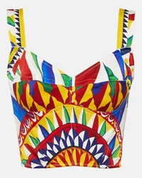 Dolce & Gabbana Bustier in charmeuse di misto seta con stampa Multicolore