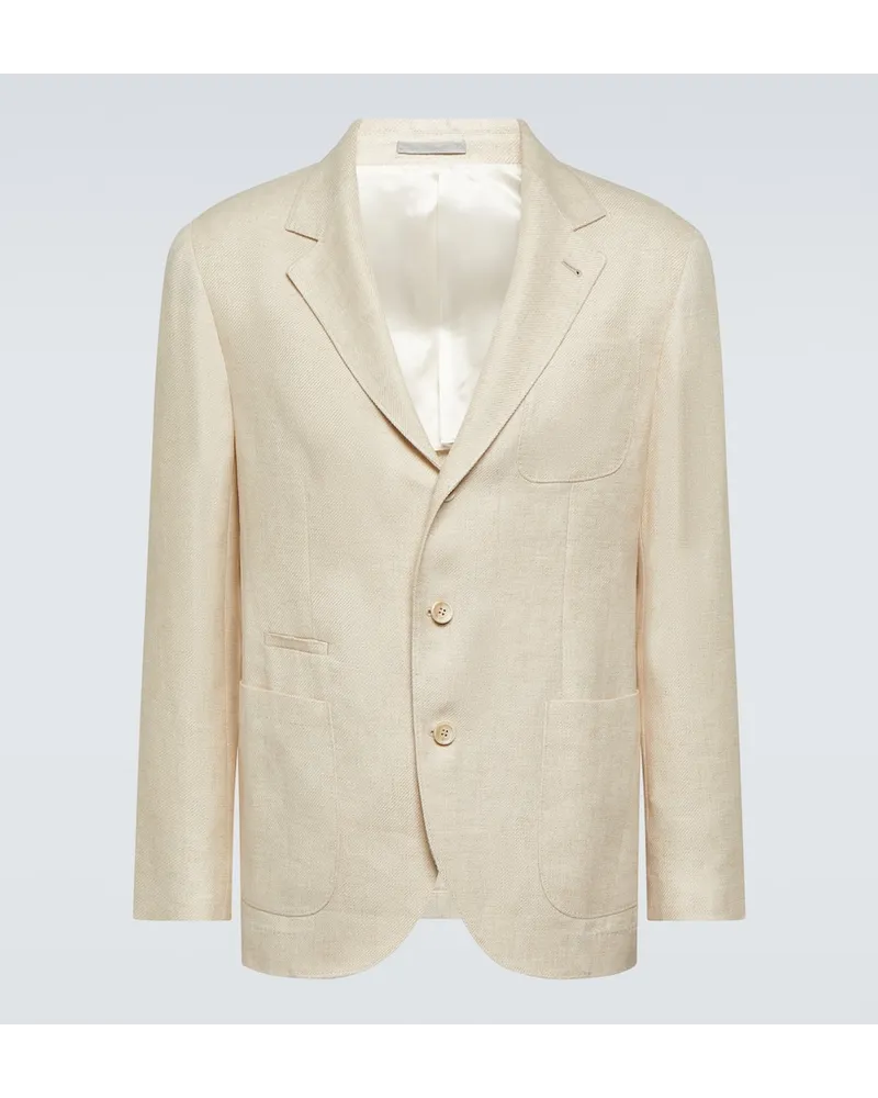 Brunello Cucinelli Giacca in lana, lino e seta Beige
