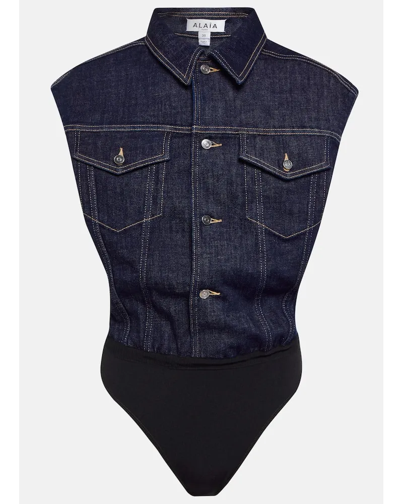 Alaïa AlaÃ¯a Body di jeans in misto cotone Blu