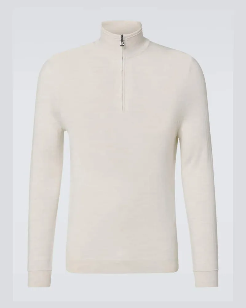 Bogner Pullover Ouri in lana con zip Bianco