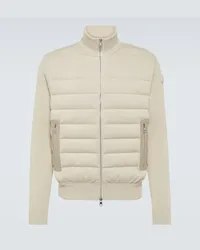 Moncler Cardigan in cotone con imbottitura e pelle Beige