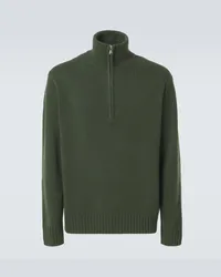 ALLUDE Pullover in cashmere con zip corta Verde