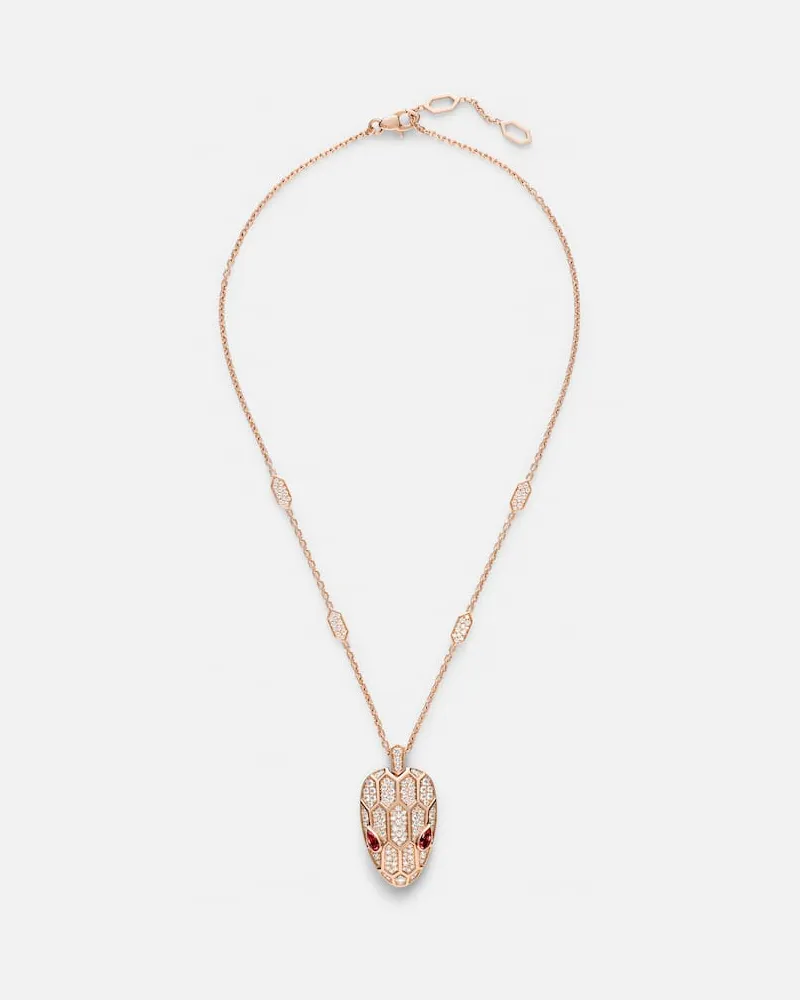 Bulgari Collana Serpenti Seduttori in oro rosa 18kt con diamanti e rubeliti Oro