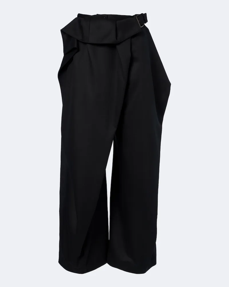 J.W.Anderson Pantaloni a gamba larga in lana con cintura Nero