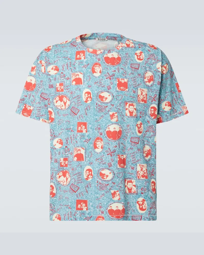 BODE T-shirt Yearbook Boxy in cotone Blu