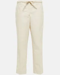 Jil Sander Pantaloni in cotone a vita alta Bianco