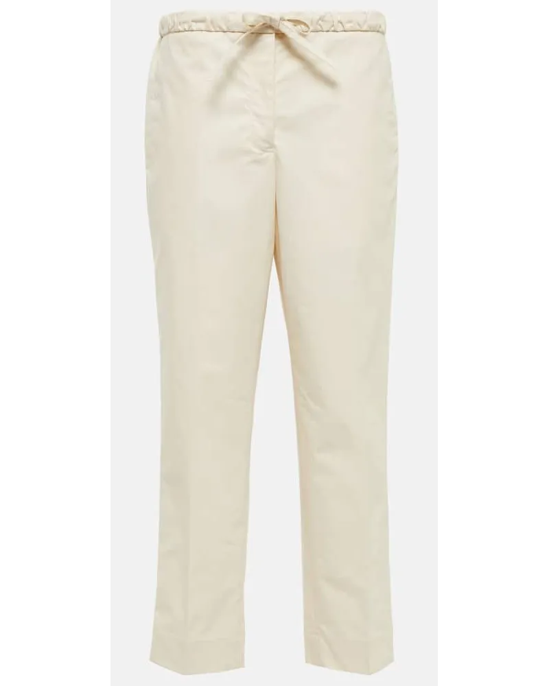 Jil Sander Pantaloni in cotone a vita alta Bianco