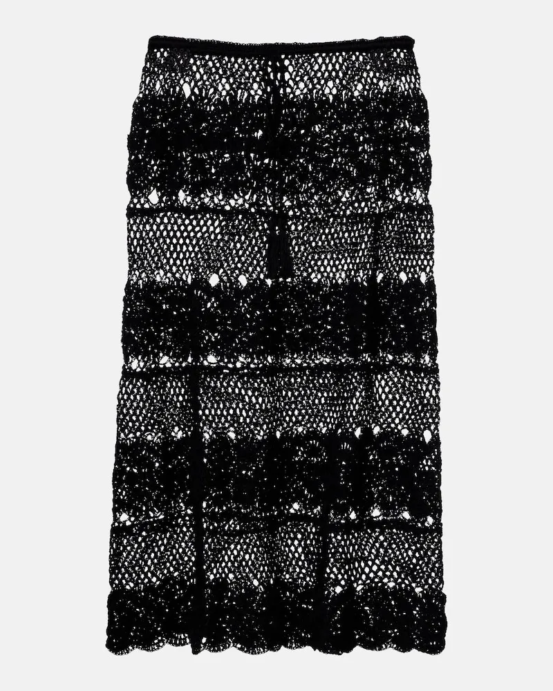 Anna Kosturova Gonna midi Filigree in crochet Nero