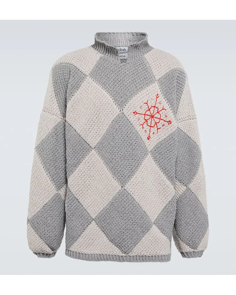 ADISH Pullover in cotone con ricamo Grigio