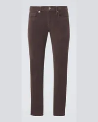 Frame Denim Pantaloni slim in twill a vita media Marrone