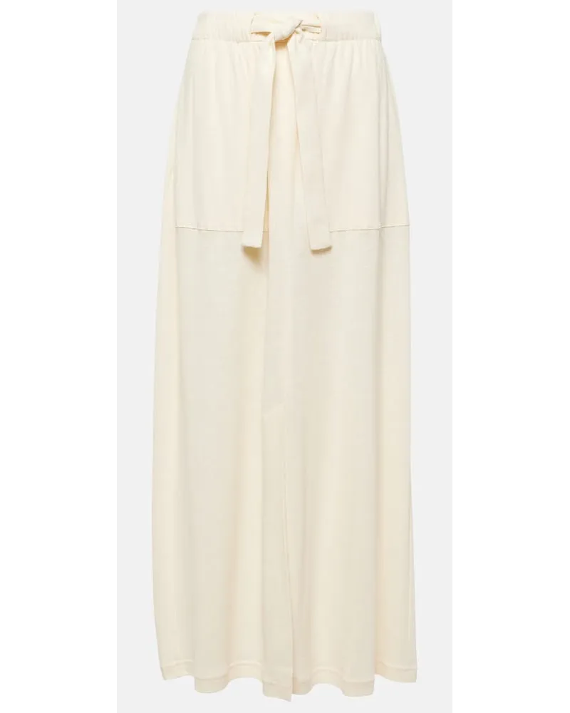 Max Mara Leisure - Gonna lunga Mia in misto lino Bianco
