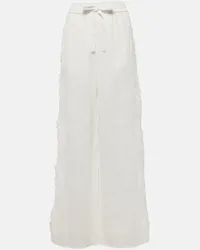 Zimmermann Pantaloni a gamba larga Halliday in lino con pizzo Bianco