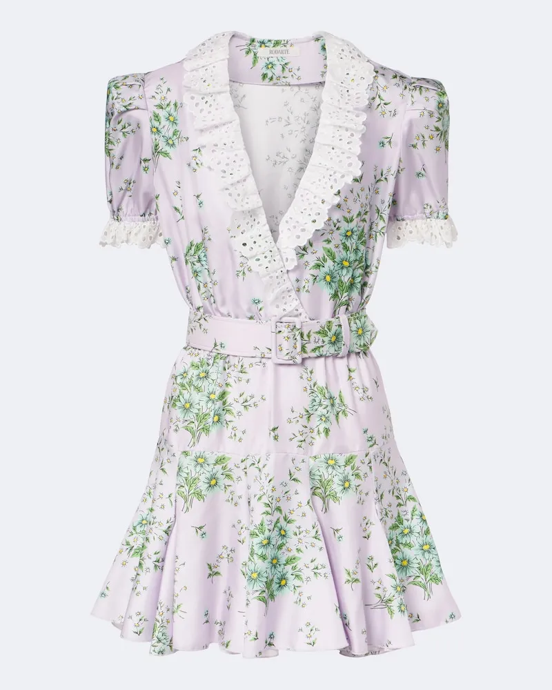 Rodarte Abito corto in twill di seta Viola