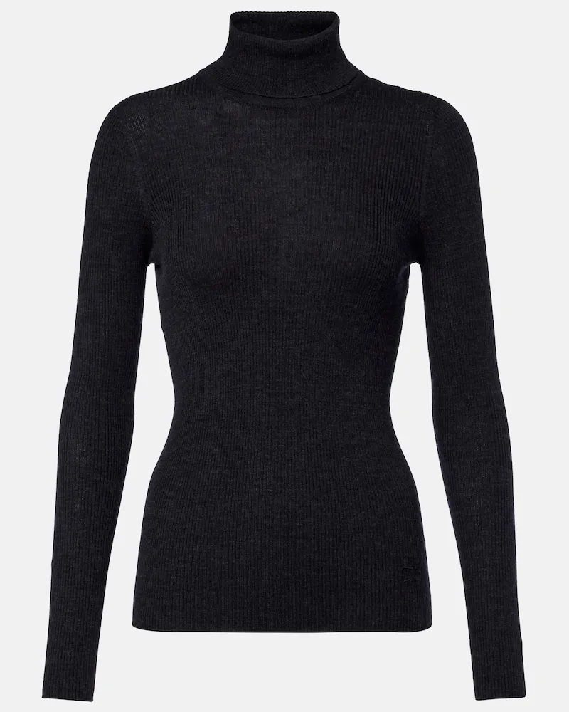 AGNONA Pullover in lana, seta e cashmere a coste Grigio