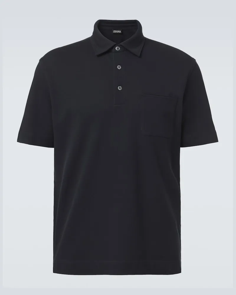 Ermenegildo Zegna Polo in piqué di cotone Blu