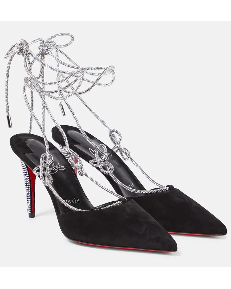Christian Louboutin Pumps Astrid Lace Strassita 85 in suede Nero
