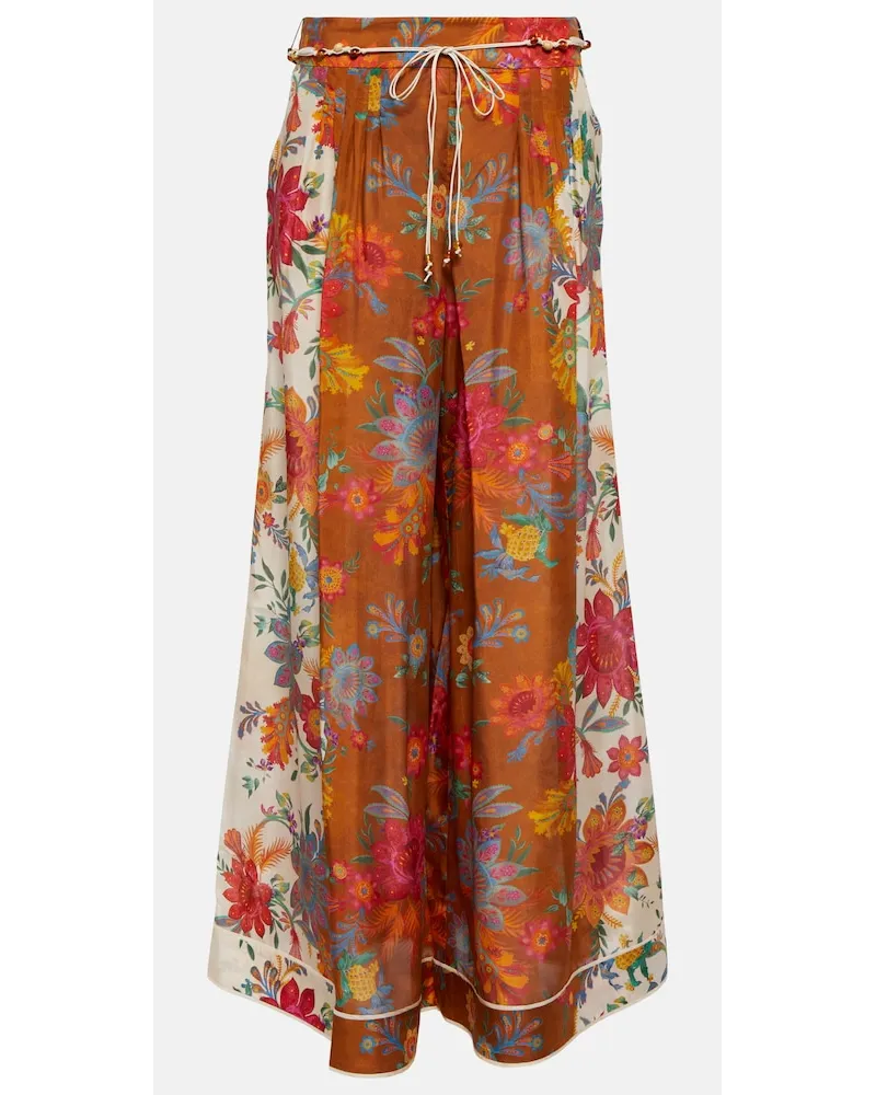 Zimmermann Pantaloni a palazzo Ginger in seta Multicolore