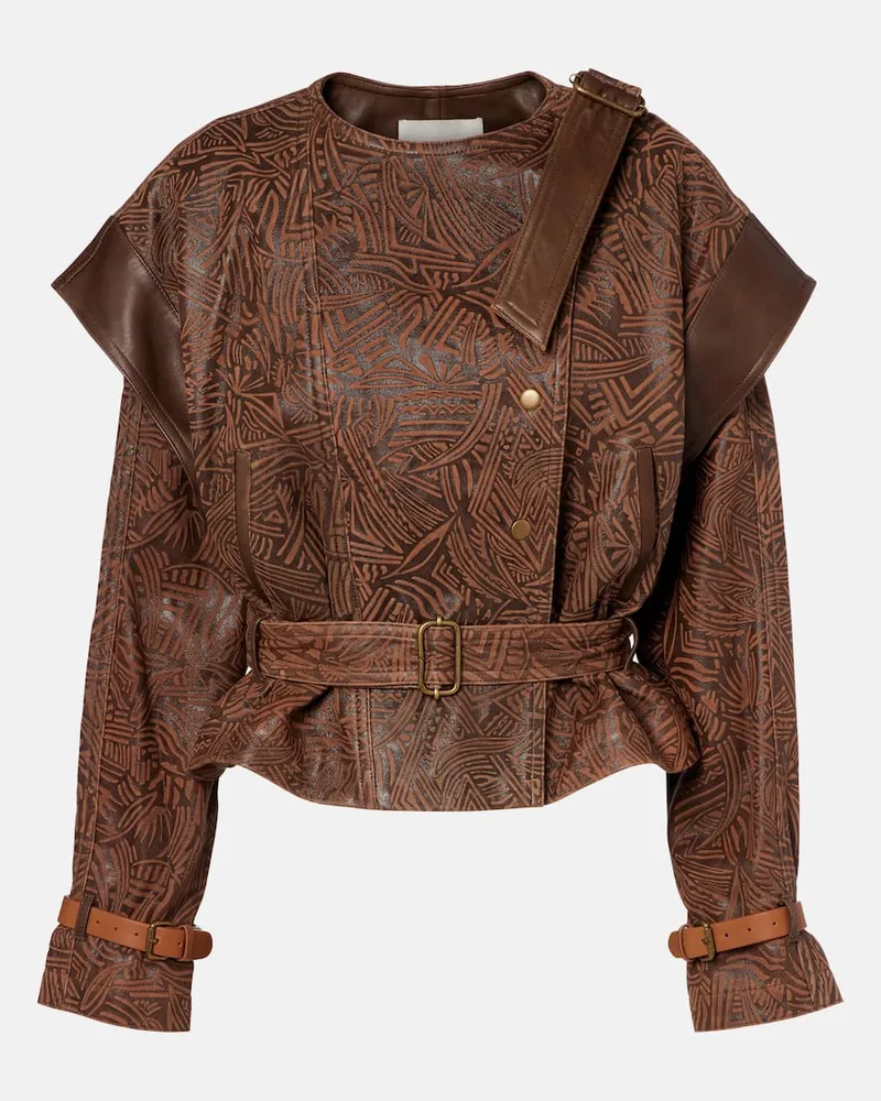 Isabel Marant Giacca Erine in pelle con cintura Beige