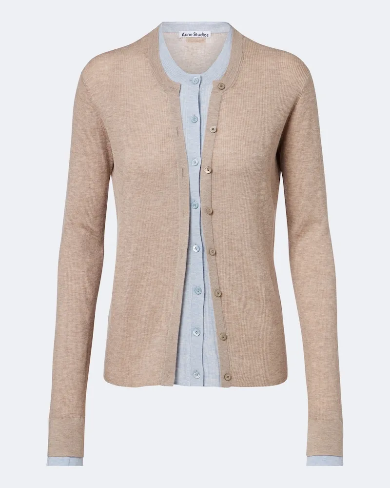 Acne Studios Cardigan in seta e lana Beige