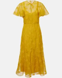 Erdem Abito midi in organza di seta Giallo