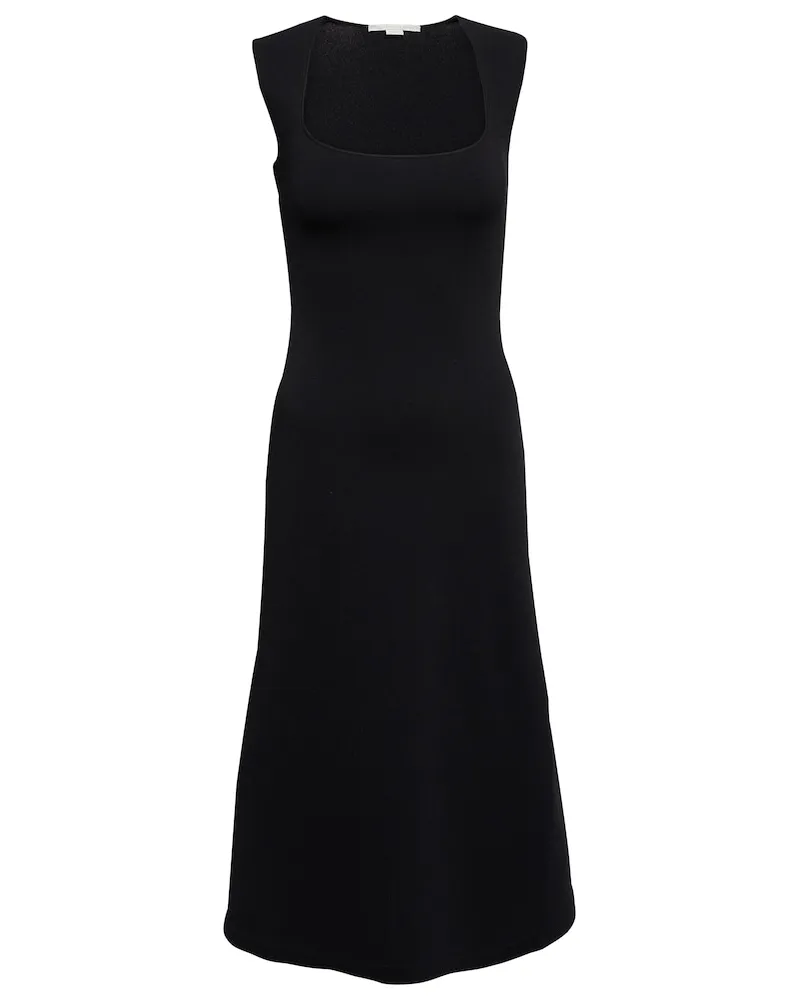 Stella McCartney Abito midi con scollo quadrato Nero