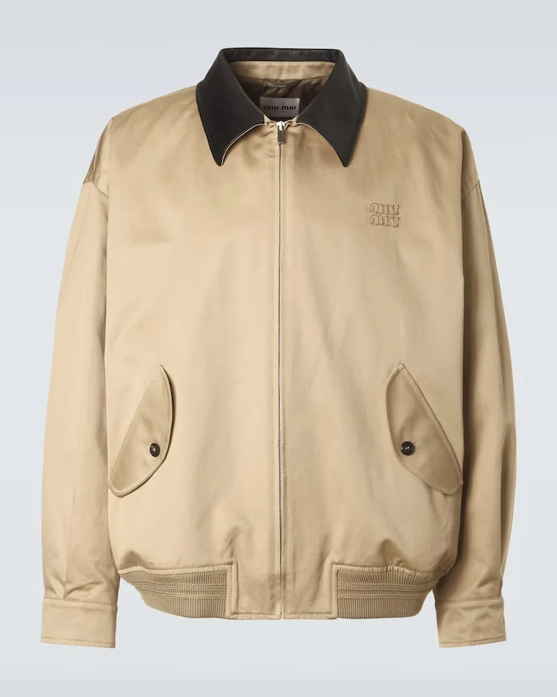 Miu Miu Giacca blouson in twill di cotone Beige