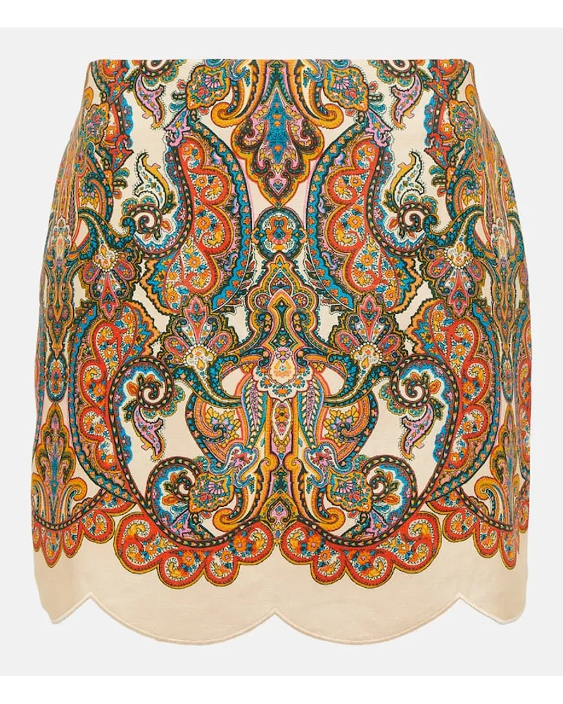 Zimmermann Minigonna Ottie in lino con stampa Multicolore