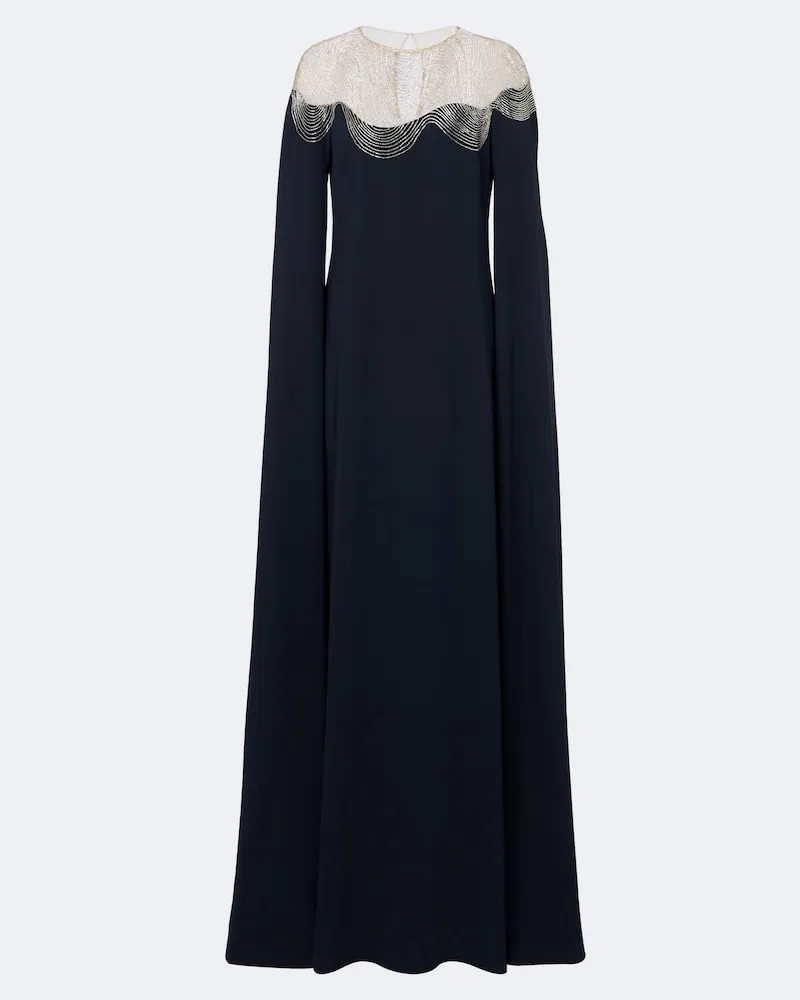 Oscar de la Renta Caftano in georgette di misto seta Blu
