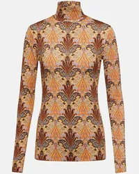 Etro Top in jersey con stampa paisley Marrone