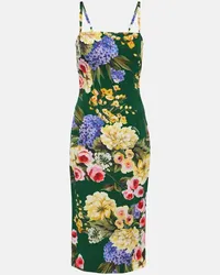 Dolce & Gabbana Abito midi in cady di seta con stampa Multicolore