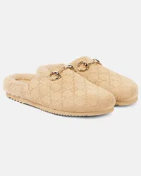 Gucci Mules Horsebit in suede GG Beige