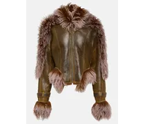 x KNWLS - Giacca in pelle e shearling