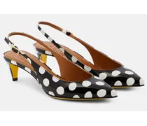 Pumps slingback in vernice a pois