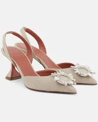 Amina Muaddi Pumps slingback Begum 70 in canvas Beige