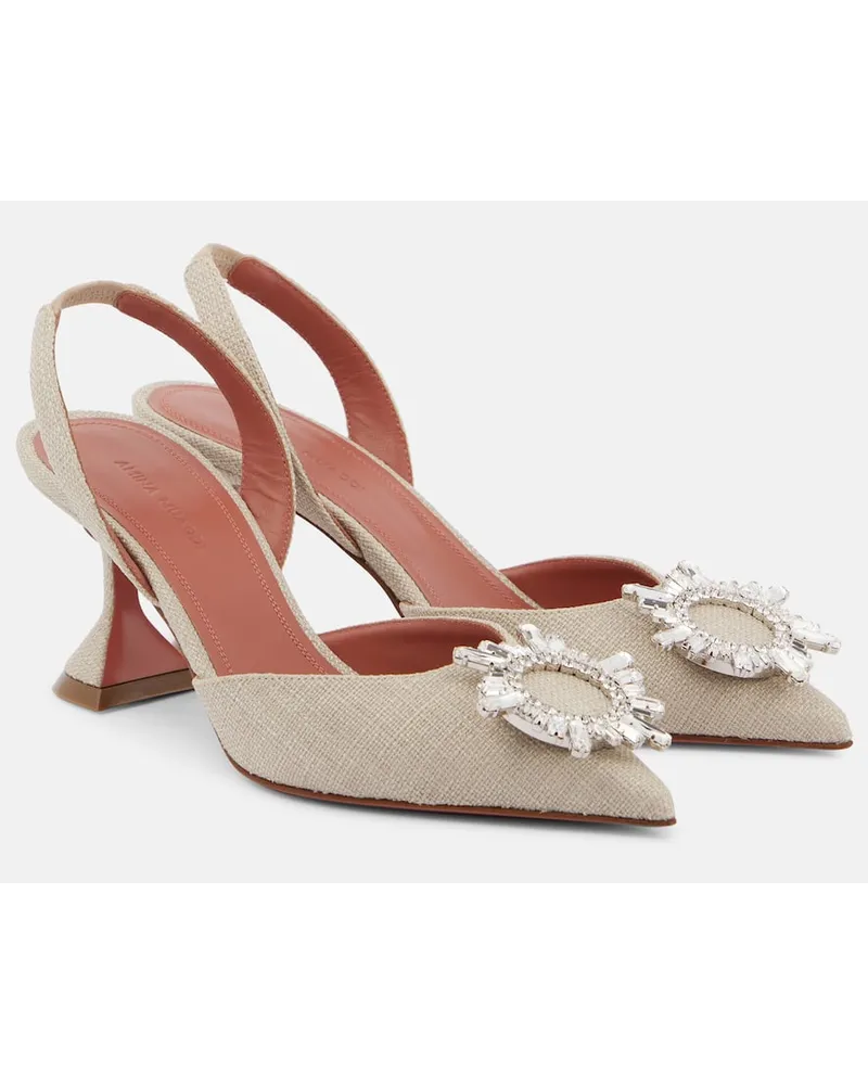 Amina Muaddi Pumps slingback Begum 70 in canvas Beige