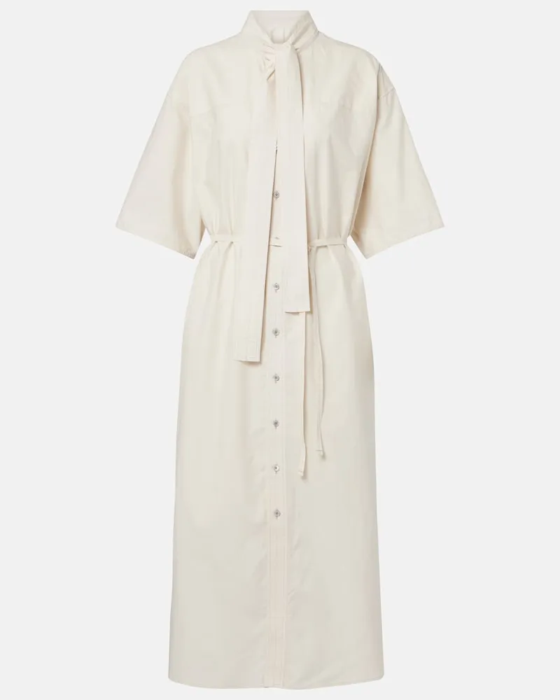 Christophe Lemaire Abito chemisier in cotone e seta Bianco